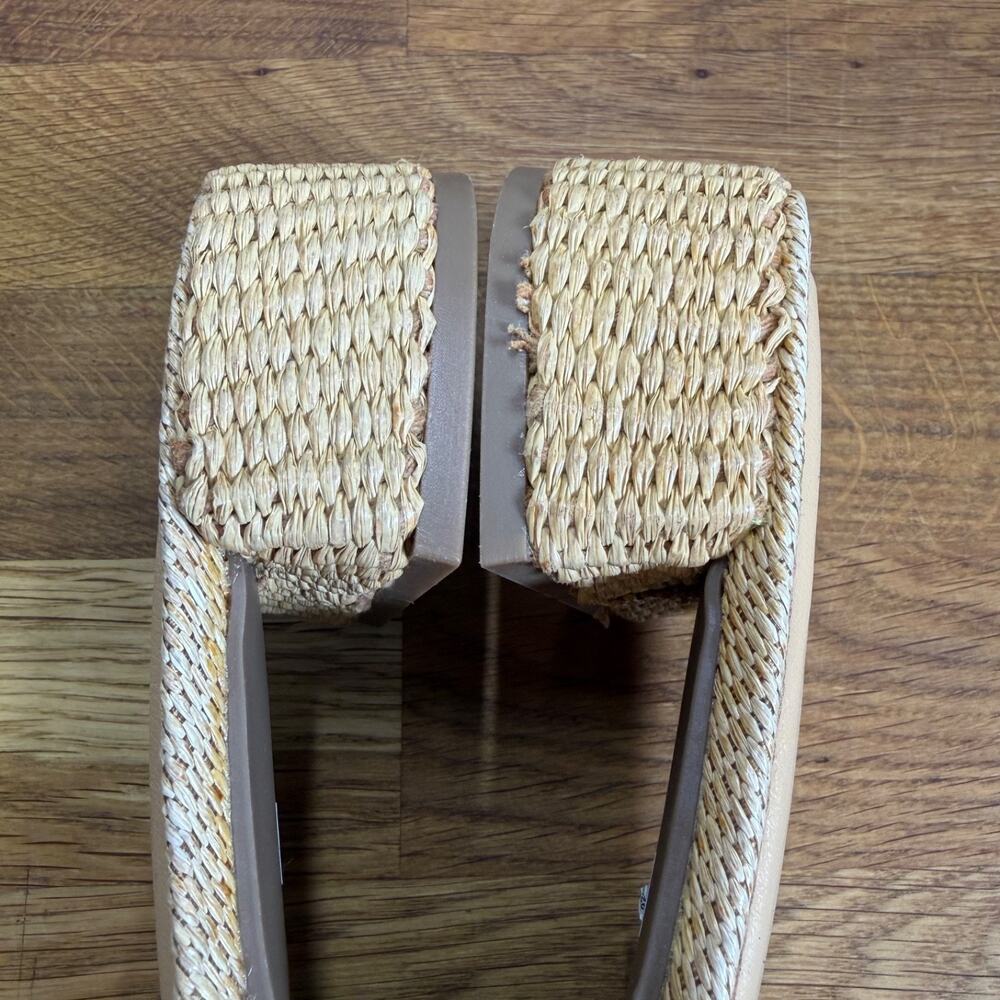 American Eagle Square Toe Mules Sandals Women's 6 Raffia Block Heel New - Picture 5 of 9